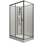 Cabine de douche intégrale avec porte coulissante, verre 5 mm, cabine de douche complète Tahiti, Schulte, 120 x 90 cm, paroi latérale à droite,