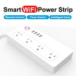 for Alexa Smart Power Strip Plug With 4 USB Port Tuya Wifi 4 EU Socket Outlets