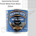 Hammerite Smooth Black Paint Finish Metal Paint 250ml 8 Year Protection 0017