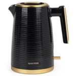 Salter Cordless Jug Kettle 3KW Rapid Boil 1.7 L Palermo Textured Black/Gold