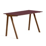 HAY - CPH90 Desk, WB Lacquered Walnut, Burgundy Linoleum Tabletop - Burgundy - Röd - Skrivbord - Trä