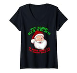 Womens "SANTA IS SO JOLLY HE KNOWS WHERE THE NAUGHTY GIRLS LIVE" V-Neck T-Shirt