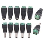 5pairs 2.1x5.5mm Dc Power Cable Jack Adapter Connector Plug Cctv One Size