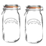 2 3L Round Clip Top Kilner Jar Glass Storage Preserve Airtight Food Cereal Jar