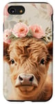 iPhone SE (2020) / 7 / 8 Spring, Highland Cow | Elegant Highland Cow, Floral Pastel Case