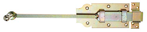 Alberts 123154 Verrou de porte à tige | avec poignée bouton et boucle serrée | galvanisé, en jaune | 406 x 80 mm