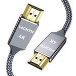 Snowkids Câble HDMI 4K ultra rapide 18 Gbits/s Hdmi 2.0 Ultra HD 4K 60Hz HDMI 2.0 a/b, 1.4a, vidéo 4K UHD 2160p, 1080p, Ethernet, 3D, ARC, CEC-Xbox PS3 PS4 PC 2 m Gris hk-de