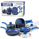 Cookware Set Saucepan Frying Pan Pot Stainless Steel Non Stick Glass Ceramic (8PC COOKWARE Set Blue