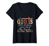 Womens God Is Still Writing Your Story Stop Typing To Steal The Pen V-Neck T-Shirt