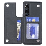 För Sony Xperia 1 V Kickstand PU Läderbelagd TPU Fodral Kortfodral Mobiltelefonfodral-Svart