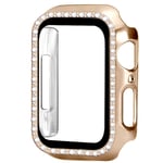 AISPORTS Compatible for Apple Watch Screen Protector 38mm with Case for Women, Ultra-Thin HD Clear Hard PC Bling Crystal Diamond Bumper Case Full Coverage Protective Case Cover for iWatch Series 3/2/1