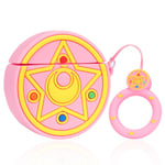 WowChic Case for Airpod 2/1 Fashion Cute Soft Silicone Fun Cartoon Cover Protective Skin for AirPods 2&1 Shell Unique Design for Air Pods 2/1 Cases with Keychain Character, Girls Boys Teens Pink Star