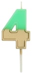 Folat 24224 Numéro Retro Chiffre 4 Vert-Bougies décoration de D'anniversaire, Happy Birthday, Anniversaires, Gâteau de Mariage, Green
