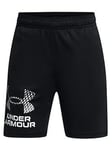 UNDER ARMOUR Junior Boys Tech Logo Shorts - Black/Grey, Black, Size S