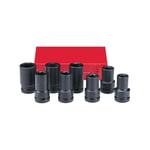 Force 1quot Impact Socket Set Square amp 6point Long SAE 8piece