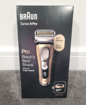 Series 9 Pro 9419s Wet & Dry shaver with charging stand and travel case, gold.
