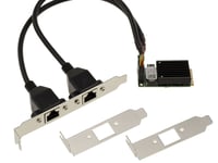 Carte Mini PCIe MiniPCIe - 2 ports LAN GIGABIT Ethernet RJ45 sur cordons- CHIPSET INTEL I350 - mPCIe NIC 10 / 100 / 1000
