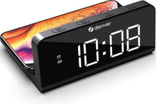 Denver Digital väckarklocka med trådlös laddare - Alarm - Dimmer - ECQ103 - Svart