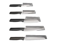 Joseph Joseph Duo 5 Piece Elevate Kitchen Knife set, Japanese Stainless Steel blades, includes Paring, Serrated and Chef's knife with protective sheath, Black/Opal