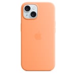 Apple iPhone 15 Silicone Case with MagSafe - Orange Sorbet Soft Touch Finish