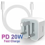 Genuine 20W Fast USB-C CE Charger Plug/Data Cable For iPhone 12 11 XS Pro Max XR