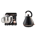 Tower T12033RG 3-in-1 Stand Mixer with 6 Speeds and Pulse Setting, 1000W, Rose Gold & T10044RG Cavaletto Pyramid Kettle with Fast Boil, Detachable Filter, 1.7 Litre, 3000 W, Black and Rose Gold