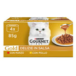 Purina Gourmet Gold Délices en Sauce Nourriture Humide pour Chats avec Poulet et Boeuf, 48 boîtes de 85 g chacune