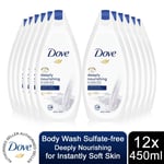 Dove Body Wash Sulfate-free Deeply Nourishing for Instantly Soft Skin, 12x450ml