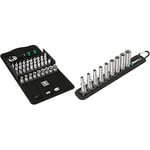 Wera Zyklop Speed 8100 SA All-in Ratchet Set, 1/4" Drive, Metric, 42pc, 05003755001 & Belt A Deep 1 Socket Set of 9 Metric 1/4in Drive
