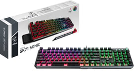 MSI Vigor GK71 Sonic Red FR Clavier Gaming Mécanique - AZERTY FR, Switches Sonic Red, Touches MSI ClearCaps, Raccourcis Multimédia, Repose-Poignets Ergonomique, Mystic Light, USB 2.0 - Pleine Taille