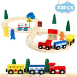 33Pcs Wooden Train Rail Track Set Magnetic Railway Xmas Kid Toy Fit Thomas Brio