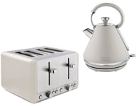 Tower Cavaletto 1.7L 3000W Pyramid Kettle & 1800W 4 Slice Toaster SET in Latte