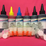 6* Refillable Cartridges + PIGMENT/DYE Refill INK For Canon Pixma IP8750 MG7550