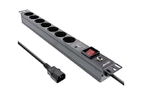 Inline 16427S, 7 Ac-Utgångar, C14 Coupler, Iec 320, 2500 W, 1,5 Mm ², C14 Coupler, Svart