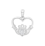James Moore TH G61060 Silver Rhodium CZ Set Heart Claddagh Jewellery