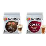 Tassimo Baileys Latte Macchiato Coffee Pods (Pack of 5, Total 80 Coffee Capsules) & Costa Caramel Latte Coffee Pods (Pack of 5, Total of 80 Coffee Capsules)