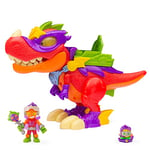 SUPERTHINGS RIVALS OF KABOOM, V-Rex Superdino - Articulated Villain Dinosaur with Lights and Sound Effects, 1 Exclusive Kazoom Kid and 1 Exclusive SuperThing