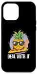 Coque pour iPhone 15 Pro Max Design mignon ananas sur plaque à pizza – Amusant « Deal with It »