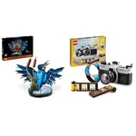 LEGO Icons Kingfisher Bird Set, Model Building Kit for Adults to Build with Water Setting Display Stand & Creator 3in1 Retro Camera Toy to Video Camera to TV Set