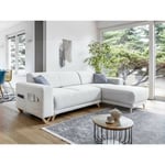 Bestmobilier - Bella - canapé d'angle réversible convertible - avec coffre - 4 places - tissu - gris clair - Gris clair
