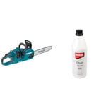 Makita DUC355Z Twin 18V (36V) Li-Ion LXT 350mm Brushless Chainsaw - Batteries and Charger Not Included & P-21163 Oil/Chain Saw Non-Bio 1L, Multi-Colour