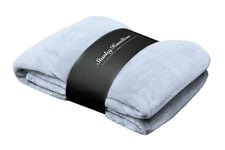 Velvety Plush Faux Fur Fleece Throw Blankets, Super Soft Fluffy Warm Solid Throws for Sofas, Beds, Travelling, Camping and Children (Single, Double) by Stanley Hamilton (Light Grey, Single 140 x 180)