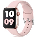 Ouwegaga Strap Compatible with Apple Watch Strap 38mm 40mm 41mm 42mm 44mm 45mm, Silicone Bands Compatible with Apple Watch SE/iWatch Series 7/6/5/4/3/2/1, 42mm/44mm/45mm-S/M Baby Pink