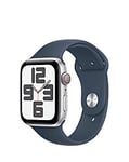 Apple Watch SE Cellular 44mm Silver Aluminium Case, Storm Blue Sport Band - M/L