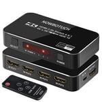 NOWBOTUCH 4x1 HDMI Switch Splitter 4 Ports 4Kx2K 60Hz 1080P, 3D HDMI 2.0 Switcher 4 in 1 Out HDMI Selector with IR Wireless Remote Compatible for PS3/PS4, Xbox 360/One, HDTV, Blu-Ray Player,etc