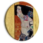 Rundt lærredsprint - Judith II, Gustav Klimt - Abstract Portrait of a Half-Naked Woman - 40 x 40 cm