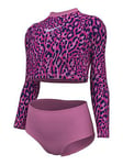 Nike Wild Girl's Long Sleeve Crop Top & High Waist Set-pink, Pink, Size Xs, Women