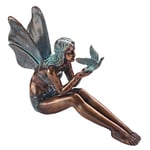 Design Toscano SU47107 Statue pour Jardin la Fée à l'Oiseau Grand Modèle, Bronze/Vert de Gris, 15.24 x 60.96 x 45.72 cm
