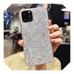Shinning Glitter Phone Case for iPhone 11 Pro X XR XS Max Bling Soft Silicone Back Cover for iPhone 7 8 6S 6 Plus 5S SE Cases-Silver-For iPhone 11 Pro