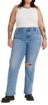 Levi's Women's Plus Size 726 High Rise Flare Jeans, Medium Indigo Destructed, 14 S